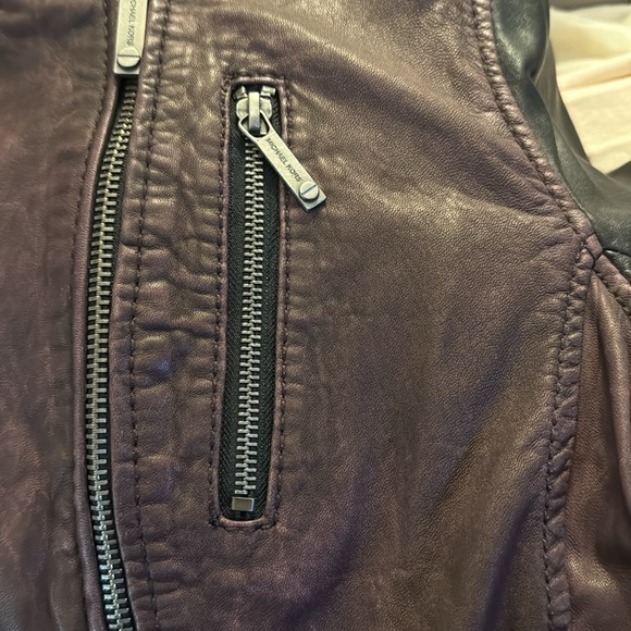 Michael Kors Two Tone Leather Jacket - Picture 6 of 9
